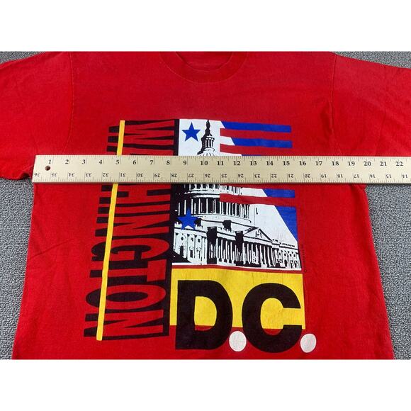 Vintage 90s Men's Large Washington DC Capitol Hill Single-Stitch Red Shirt - Picture 5 of 9